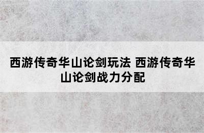 西游传奇华山论剑玩法 西游传奇华山论剑战力分配